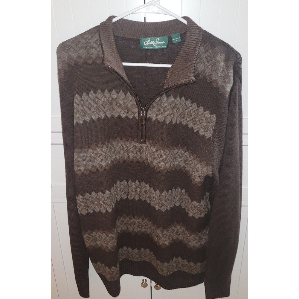 Bobby Jones Signature Collection Men's‎ Brown Half Zip Sweater L 100% Wool